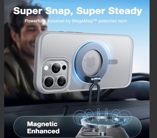 TORRAS Stronger Magnetic for iPhone 16 Pro Case, Translucent Titanium Gray | Compatible with MagSafe, Military Grade Drop Protection, Shockproof Airbag, Camera Control, Color Button, Slim Anti-Scratch - color: Natural Titanium Gray