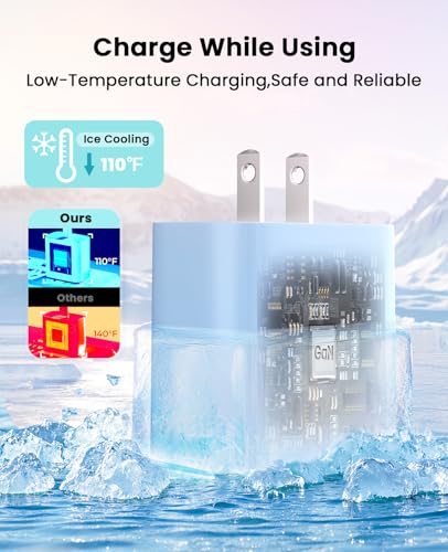 iPhone Charger Fast Charging, USB C Charger Block, 6FT/10FT Lightning Cable - color: blue
