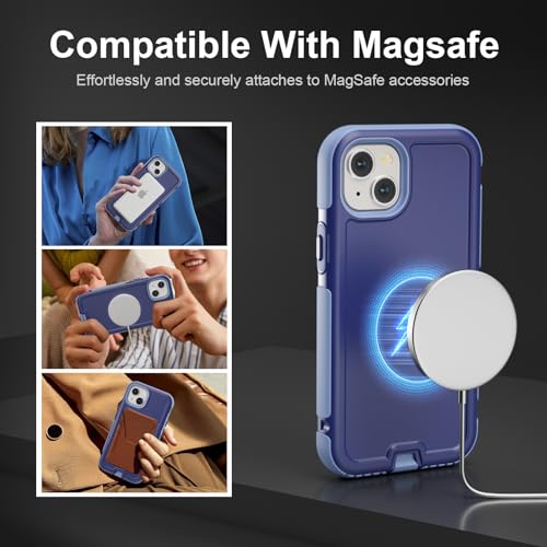 Follaroma for iPhone 13 Case, Heavy Duty Magnetic Cases, Blue-Purple,6.1" | Compatible with MagSafe, Heavy Duty Shock proof,Military-Grade Anti-Drop Protective,Dual Layer Magnetic Protection Phone Case - color: Blue-Purple