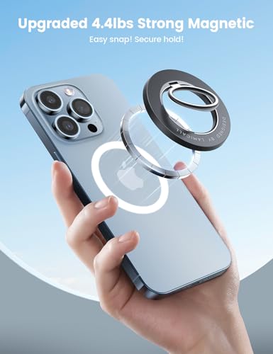 Lamicall Magnetic Phone Ring Grip for MagSafe, 360° Rotation Finger Holder - color: Misty Black