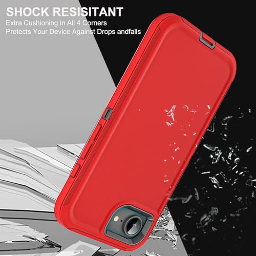 YKHJKLEC for iPhone 16e Case, Military Grade 3 in 1 Heavy Duty Shockproof/Drop Proof/Dust Proof Case with 2Pcs Tempered Glass Screen Protector (Red/Black) - color: Red/Black