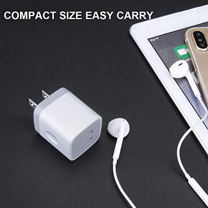 Fast Charging Block,GiGreen 5Pack Dual Port USB Outlet Plug Wall Charger - color: white