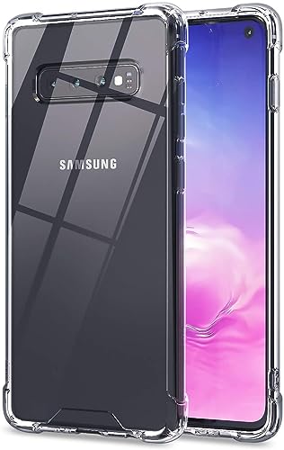 KIOMY Case for Samsung Galaxy S10 Airbag Corners Shockproof Bumper Protective Phone Cover, Hybrid Design Hard PC Back with Flexible TPU Frame (Crystal Clear, for Samsung S10) - color: Crystal Clear