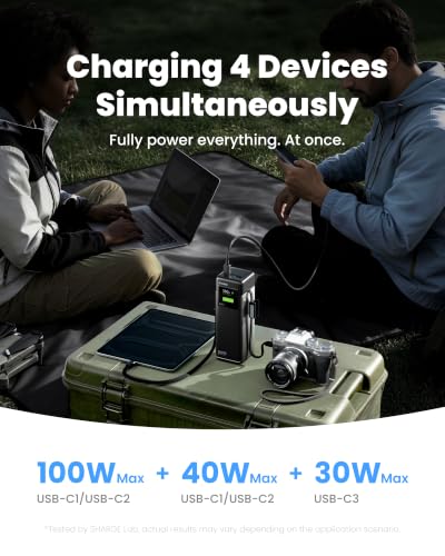 Laptop Power Bank 170W Fast Charging, 25000mAh Portable Charger for MacBook - color: Black