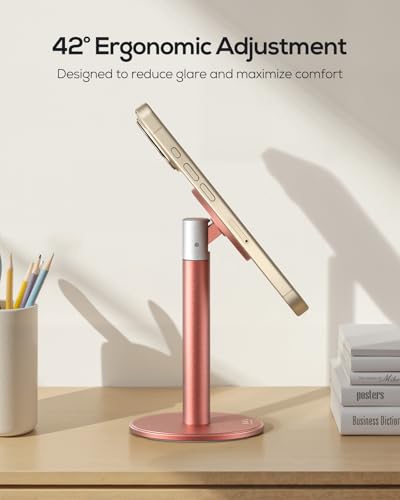 Nulaxy Magnetic Full Aluminum Cell Phone Stand with 360 Rotating, Pink - color: C-Pink