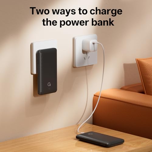 Portable Charger with Built-in Cables and AC Wall Plug, USB C External Battery Pack, 10000mAh Travel Essentials Power Bank Compatible with iPhone17/16/15/14/13, Samsung Galaxy, Pixel,Tablet and More - color: Matte Black