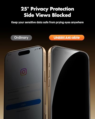 UNBREAKcable Privacy Screen Protector for iPhone 16 Pro - 3 Pack - size: iPhone 16 Pro