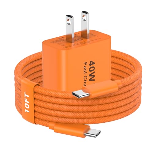 iPhone 17 Pro Max Charger Fast Charging 10FT, 40W USB C Charger Block&Cable - color: Orange, size: 1P-10FT