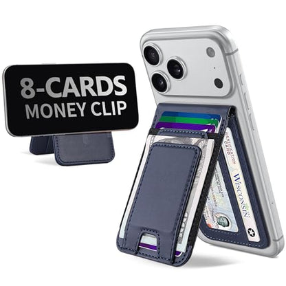 for MagSafe Wallet with Money Clip, Magnetic iPhone Wallet Stand, Blue - color: Blue