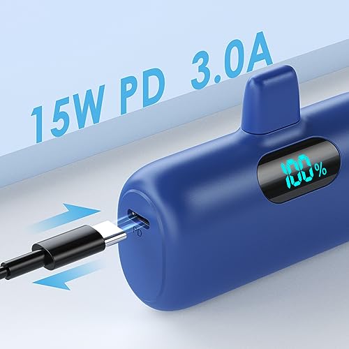 [2 Pack]Small Portable Charger for iPhone14/13,Upgraded 5000mAh PD Fast Charging Power Bank,Mini Portable Phone Charger Compatible with iPhone 14/14 Pro Max/13/13 Pro/12 Pro/11/XR/X/8/7/6-Black+Blue - color: Black+Blue
