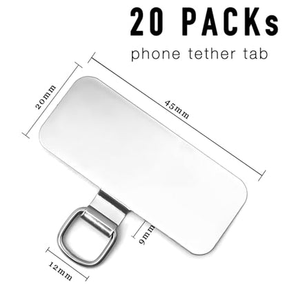20 Pack Stainless Steel Phone Tether Tab for Lanyard & Strap - style: Non-rotatable
