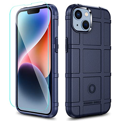 Rugged Shield 8ft Drop Proof TPU Thick Armor Tactical Protective Case Compatible with iPhone 14 (6.1 inches) - Navy Blue - color: Navy Blue, size: iPhone 14