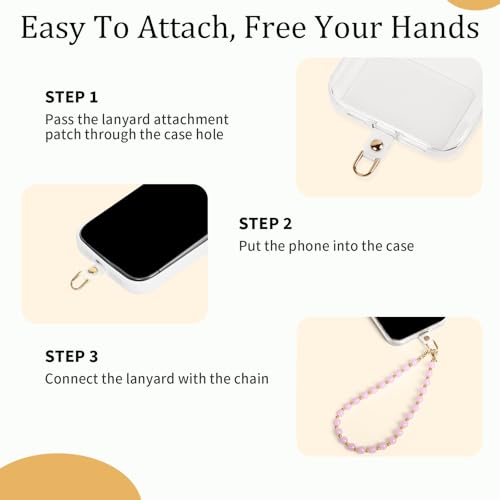 Phone Charm Detachable Metal Cellphone Wrist Strap for Women Girls, Cell Phone Lanyard - color: Cc-light Pink