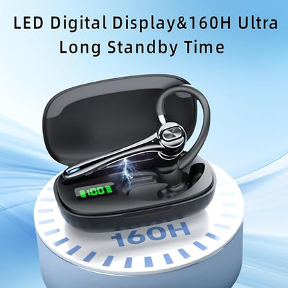 Bluetooth Headset Wireless Earpiece Single Ear Earphones for iOS Android