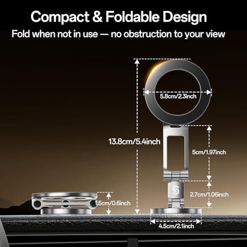 Syncwire Fits MagSafe Car Mount Magnetic Phone Holder for Dash and Tesla - color: Titanium Silver