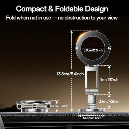 Syncwire Fits MagSafe Car Mount Magnetic Phone Holder for Dash and Tesla - color: Titanium Silver