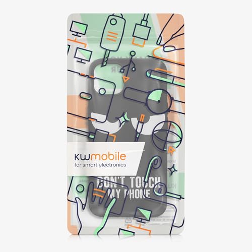 kwmobile TPU Silicone Case Compatible with Apple iPhone 13 - Case Soft Cover - Don't Touch My Phone White/Black - size: iPhone 13