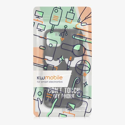 kwmobile TPU Silicone Case Compatible with Apple iPhone 13 - Case Soft Cover - Don't Touch My Phone White/Black - size: iPhone 13