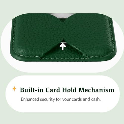 Luner - Magnetic Leather Card Wallet Compatible with Magsafe - [for iPhone 17, 16, 15, 14, 13, 12 series] - [Holds 2 cards] - [Made of Vegan Leather] - Dark Green - color: Leafy Green, style: Classic