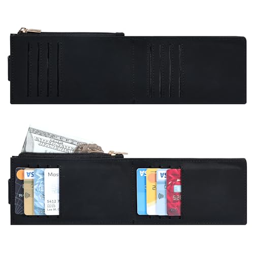 Chelmon Women's RFID Slim Card Holder Wallet | Thin Bifold Multi Card Case with Zipper Coin Pocket Purse for Women(Black Smooth) - color: Black Smooth