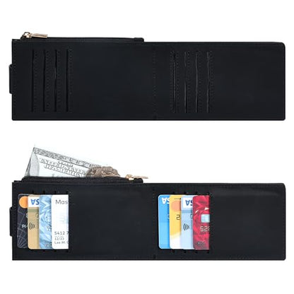 Chelmon Women's RFID Slim Card Holder Wallet | Thin Bifold Multi Card Case with Zipper Coin Pocket Purse for Women(Black Smooth) - color: Black Smooth