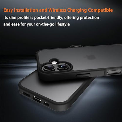 for iPhone 17 Case Translucent Matte Phone Cover, [10 FT Military Grade Drop Protection] Slim Durable Shockproof Protective Bumper (Black, iPhone 17) - color: Black, size: iPhone 17