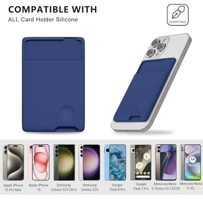oakxco Phone Wallet Stick On, Secure Phone Card Holder Silicone, Adhesive Pocket Sleeve ID Credit Card, Slim Thin Card Case for Men Women Cute, Compatible with Apple iPhone Samsung Pixel, Navy Blue - color: Navy Blue