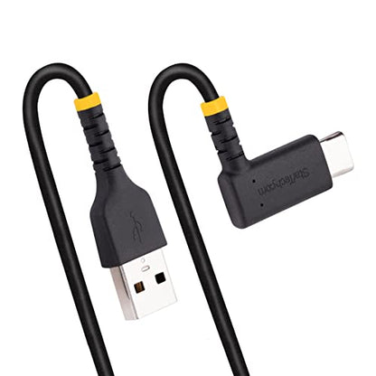 StarTech 3.3ft/1m USB-A to USB-C Right-Angle Cable, Black, 3A, USB 2.0 - size: 3 ft / 1 m, style: right angle