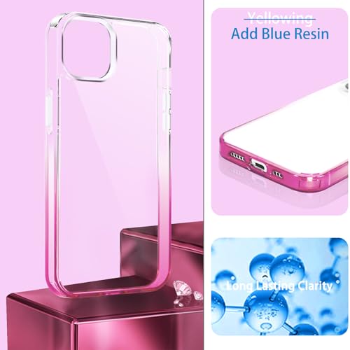 JJGoo Compatiable with iPhone 14 Pro Max Case Clear, Transparent Shockproof Phone Case, Slim Anti-Scratch Hard PC Back Protective Cover Bumper, Gradient Pink - color: Gradient Pink