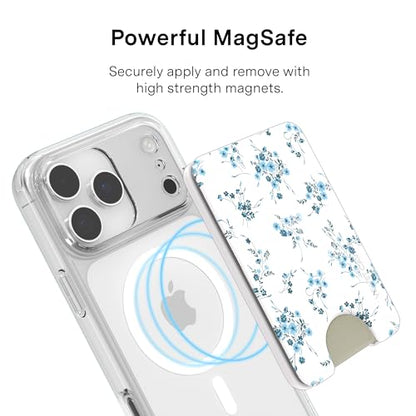 VELVET CAVIAR compatible with MagSafe Wallet - Magnetic Card Holder - color: French Blue Floral
