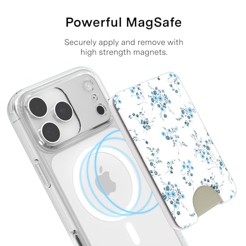 VELVET CAVIAR compatible with MagSafe Wallet - Magnetic Card Holder - color: French Blue Floral