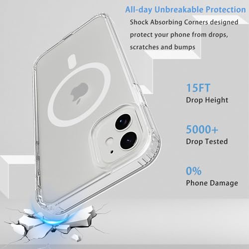 Magnetic iPhone 12/12Pro case,Compatible with Magsafe, Military-Grade Protection,Slim Translucent Matte Shockproof with Anti-Scratch Anti-Fingerprint Phone Cover (transparent, iPhone 12/12Pro) - color: Transparent, size: iPhone 12/12Pro