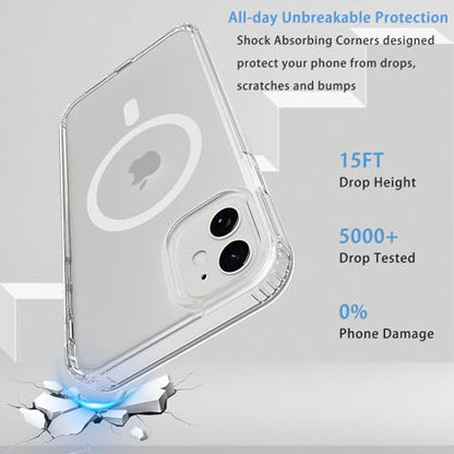 Magnetic iPhone 12/12Pro case,Compatible with Magsafe, Military-Grade Protection,Slim Translucent Matte Shockproof with Anti-Scratch Anti-Fingerprint Phone Cover (transparent, iPhone 12/12Pro) - color: Transparent, size: iPhone 12/12Pro