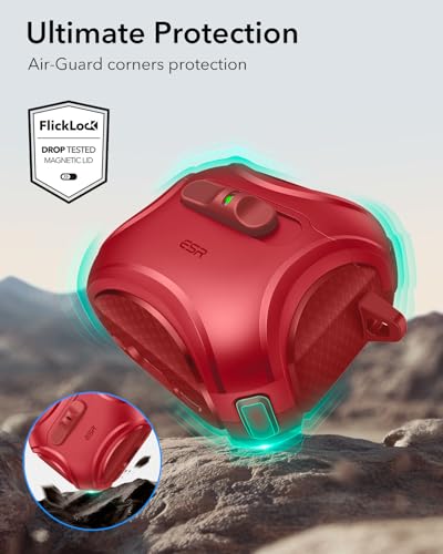 ESR for AirPods 5/4 Case, Compatible with MagSafe, Drop-Proof Lock, Red - color: Red, size: AirPods 5&4 Case