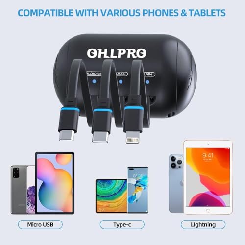 OHLPRO Multi Car Retractable Backseat 3 in 1 Car Charging Station, Adapter - size: Car Adapter | 3-IN-1 Charging Station