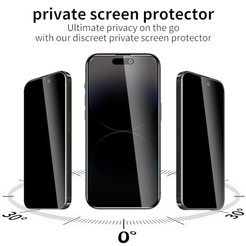 3 Pack Privacy Screen Protector for iPhone 14 Pro Max with 3 Pack Camera Lens Protector, 9H Hardness Double Shatterproof Anti-Spy Tempered Glass Film, Easy Installation - size: Phone 14 Pro Max