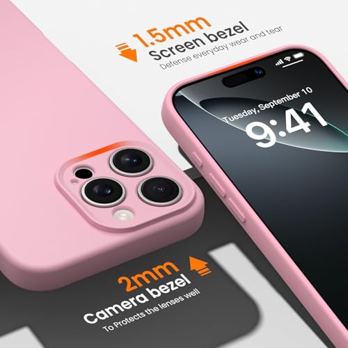 Compatible with iPhone 16 Pro Case, Liquid Silicone Upgrade [Camera Protection] [Soft Anti-Scratch Microfiber Lining] Shockproof Phone Case (Pink) - color: Pink, size: iPhone 16 Pro