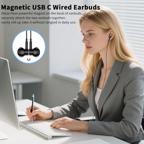 USB C Earbuds Wired Headphone for iPhone 18 Pro Max 17 16 17e,Black - color: Black