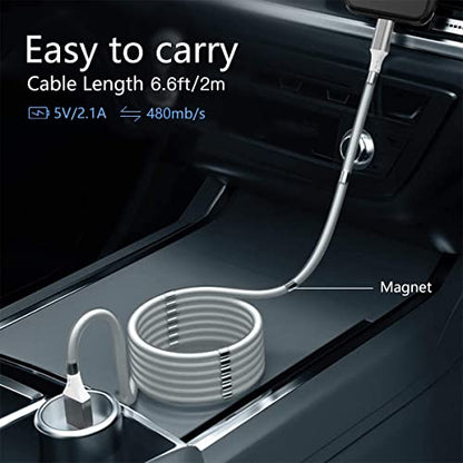 AICase Magnetic Charging Cable,(6.6 FT) Super Organized Charging Magnetic Absorption Nano Data Cable for Phone 14 13 12 11/XS/XS Max/XR/X/8/8 Plus/7/7 Plus/6s/6s Plus/6/6 Plus/SE/5s/5c/5/Pad/Pod - size: 6.6 ft