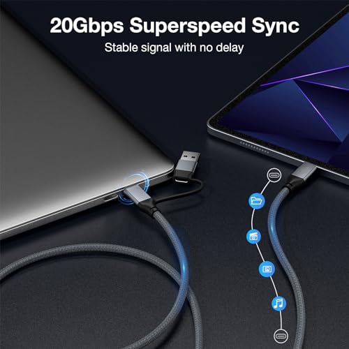 240W USB C Short Cable 0.6FT, 20Gbps USB C 3.2 Cable, USB to USB C Cable - color: Gray, size: 0.6ft