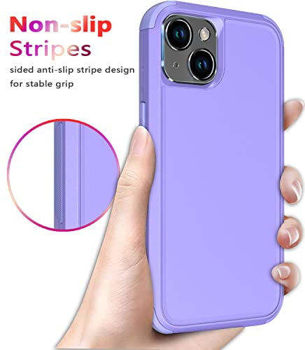 Diverbox for iPhone 14 Case [Shockproof] [Dropproof] [Tempered Glass Screen + Camera Lens Protector],Heavy Duty Protection Phone Case Cover for Apple iPhone 14 (Purple) - color: Purple-3in1
