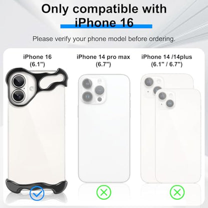 Frameless Phone Case Crafted for iPhone 16 Black - color: Aluminum Black, size: iPhone 16