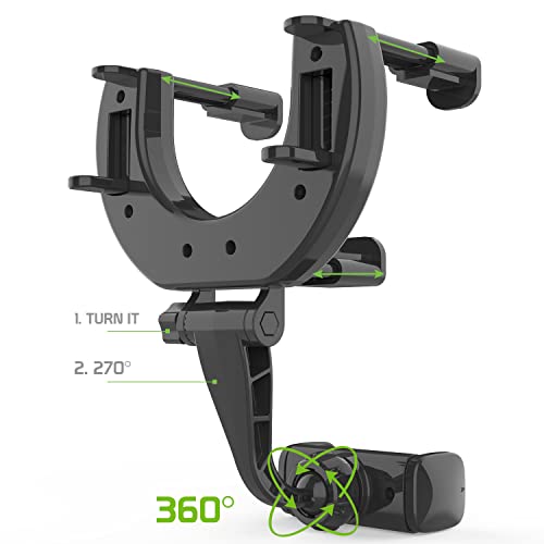 Cellet Vehicle Rear View Mirror Phone Holder Mount Universal Smartphone Cradle Compatible to iPhone 14 Pro Max Mini SE 13 12 11 XR XS Galaxy Z Flip Z Fold S22 S21 S20 S10 Google Map GPS Navigation - style: Style 3