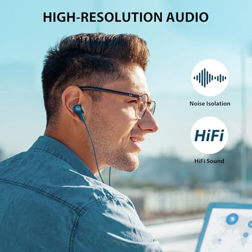 ASKUBSKU Wired Earbuds 3.5mm Headphone for Chromebook PC School, Blue - color: Blue