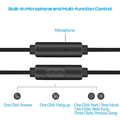 SourceTon 3 Packs Wired Earbuds with Microphone & Remote, in Ear Earphone Stereo Sound Noise Isolating Tangle Free for Smartphones, Laptops, Gaming, Fits All 3.5mm Interface Device - color: Black