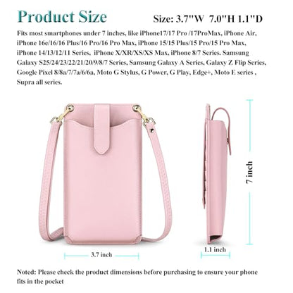 Peacocktion Small Crossbody Cell Phone Purse for Women, Lightweight Mini Small Crossbody Bags for Women with Card Slots - color: 07-pink