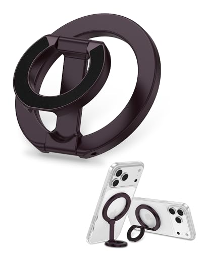 MagSafe Finger Ring Phone Holder with Kickstand Dual-Sided Magnet Gym Grip - color: Purple