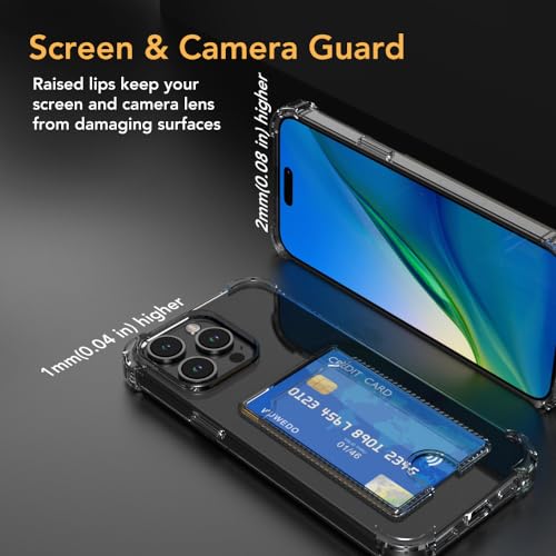 for iPhone 15 Pro Max Crystal Clear Card Case, [Slim & Protection][Up to 2 Cards] Anti-Yellowing Flexible TPU Wallet Case with Card Holder 6.7" 2023 - size: iPhone 15 Pro Max