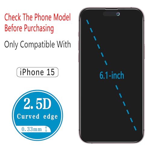 2+2 Pack Privacy Screen Protector for iPhone 15 Tempered Glass - size: (Privacy)iPhone 15 6.1 Inch