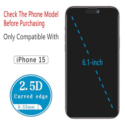 2+2 Pack Privacy Screen Protector for iPhone 15 Tempered Glass - size: (Privacy)iPhone 15 6.1 Inch